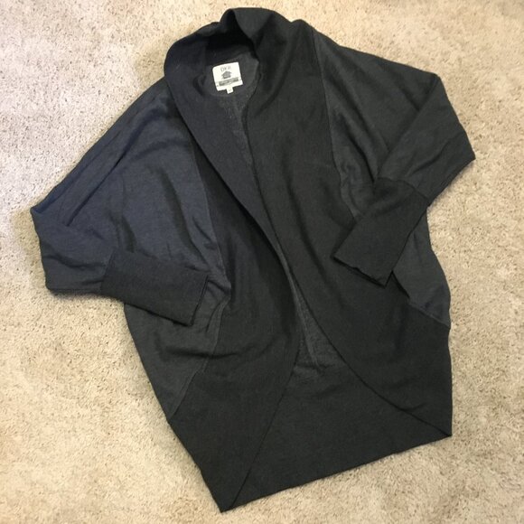 DKR Charcoal Grey Cocoon Cotton Blend Open Cardigan - Picture 10 of 14